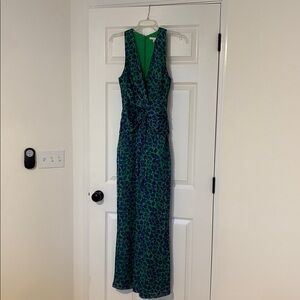 Harlyn Green and Blue Leopard Print Jumpsuit.